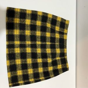 YELLOW PLAID MINI SKIRT